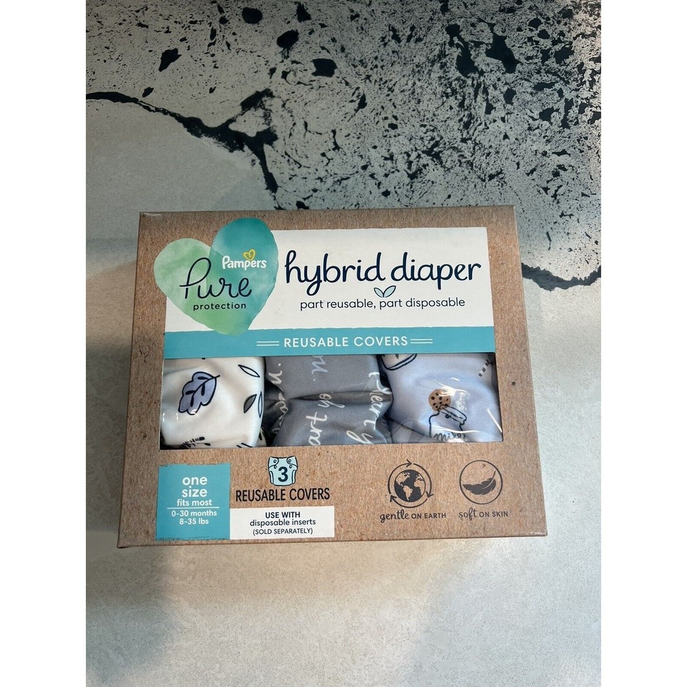 Pampers Hybrid Cover Unisex Diapers Jungle, I Heart You-gray, Milk & Cookies